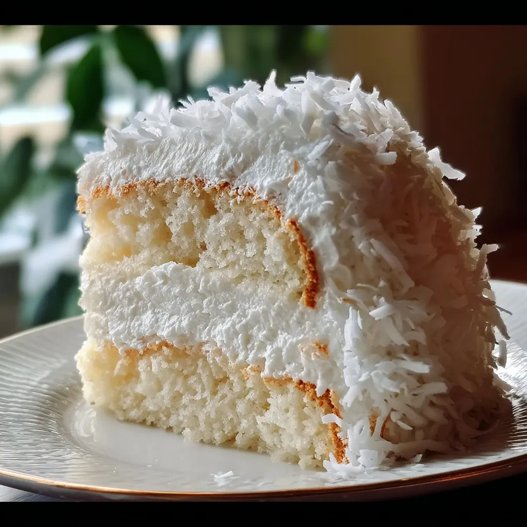 Heavenly Coconut Cloud Cake with Fluffy Whipped Coconut Cream and Toasted Coconut Flakes